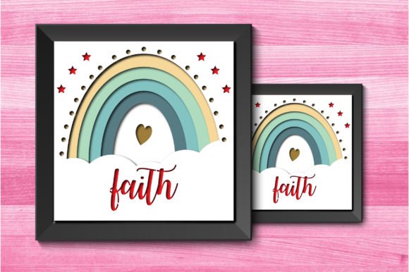 3D Boho Rainbow Faith Layered Shadow Box