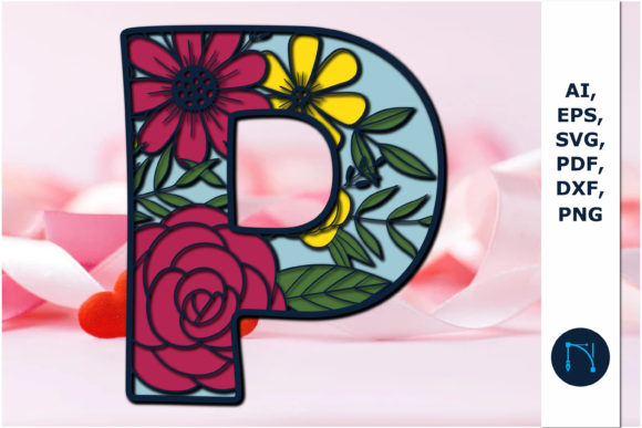 3d Layer Floral Alphabet P Laser Cut Svg