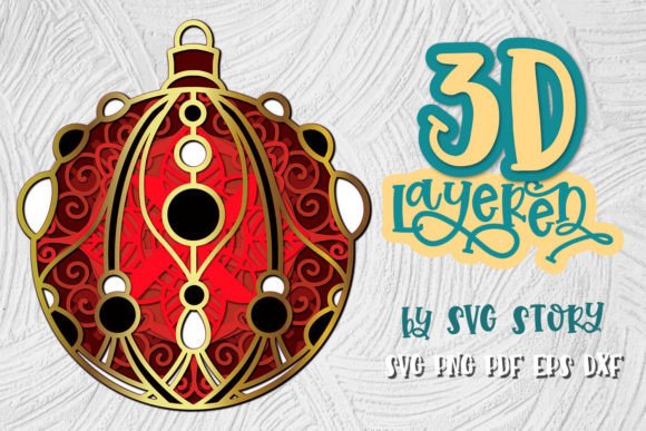 3D Layered Christmas Ball 02 SVG