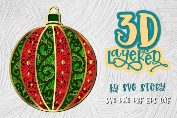 3D Layered Christmas Ball 04 SVG