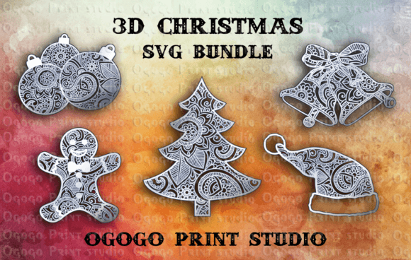 3D Layered Christmas Mandala SVG Bundle
