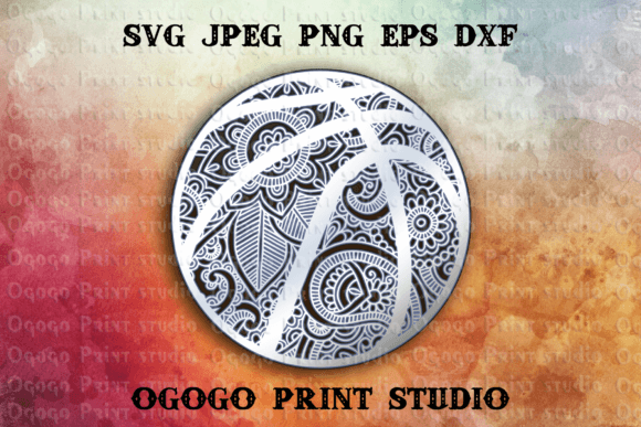 3D SVG Basketball Mandala