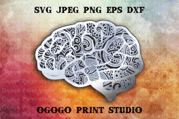 3D SVG Brain Mandala Shapes