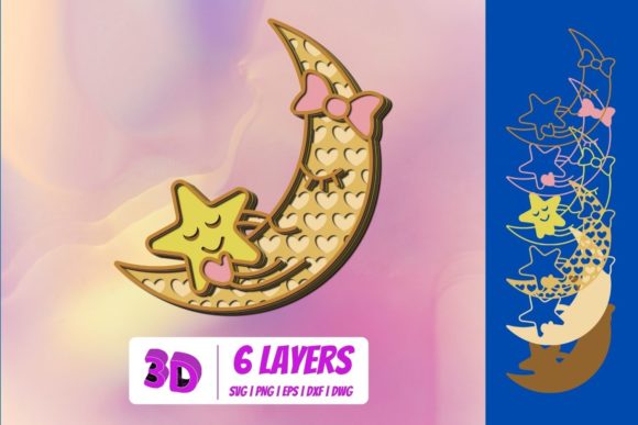 3D SVG for Mothers Day Moon Design