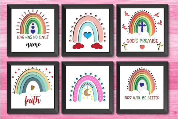 6 Set Boho Rainbow Big Shadow Box Bundle