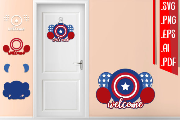 America Layered Door Sign - 3D SVG Shapes