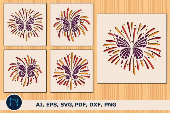 Butterfly Firework Shadow Box SVG Bundle