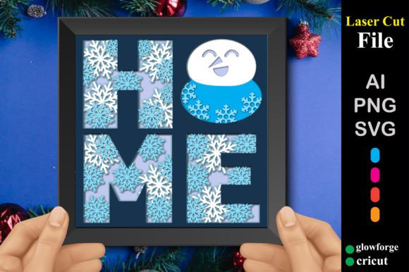 Christmas Home Snowman 3d Shadow Box