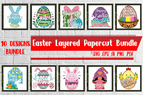 Easter Layered Papercut BUNDLE Svg Png