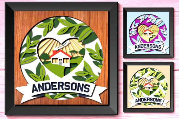 Family Name Home Heart Shadow Box Layer 3D SVG