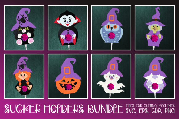 Halloween Sucker Holders Bundle 3D SVG Shapes