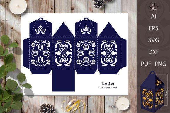 Lantern Stencil with Flower Pattern SVG