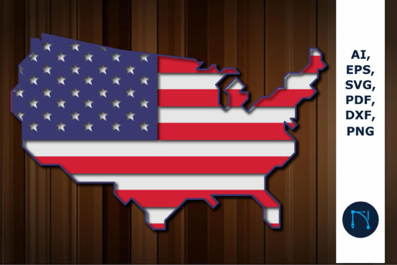 Layer American Flag in American Map SVG