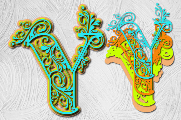 Layered Floral Letter Y 3D SVG Shapes
