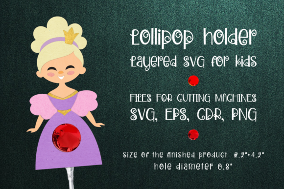 Princess Lollipop Holder Template 3D SVG