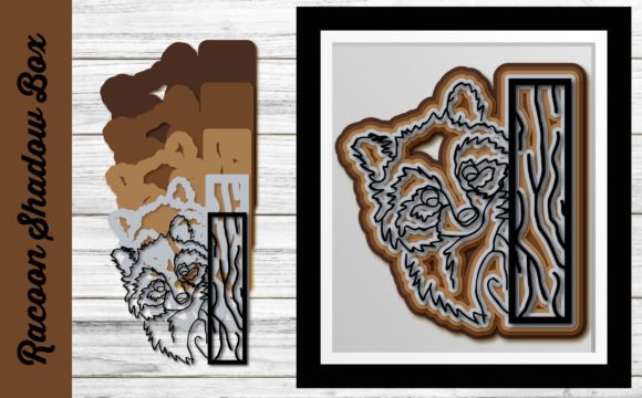 Racoon Shadow Box 3D SVG
