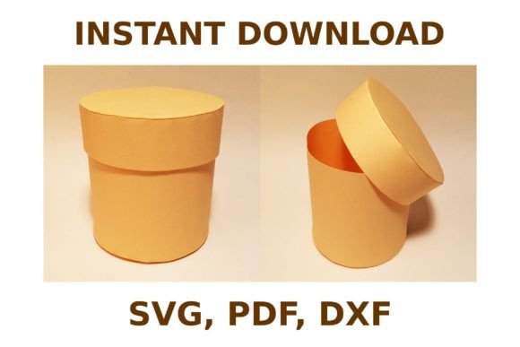 Round Box With Lid Template – 3D SVG Shapes