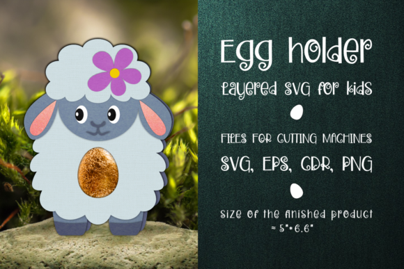 SHEEP CHOCOLATE EGG HOLDER TEMPLATE 3D SVG SHAPES