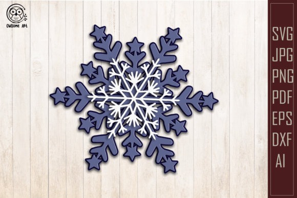 Snowflake 3D Layer SVG for Christmas Campaigns