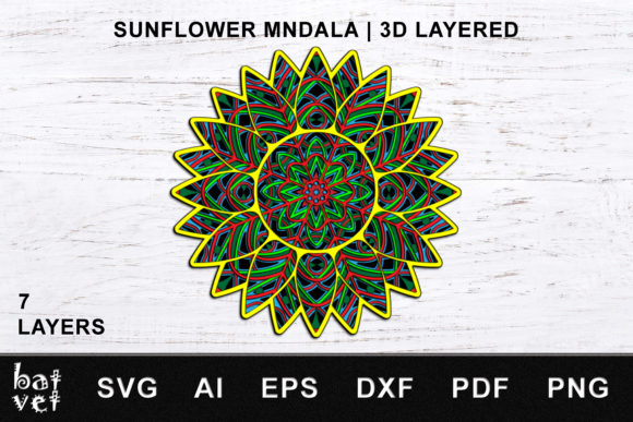 Sunflower Mandala 3D SVG