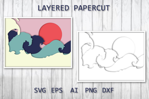 Waves 3D SVG for Shadow Boxes
